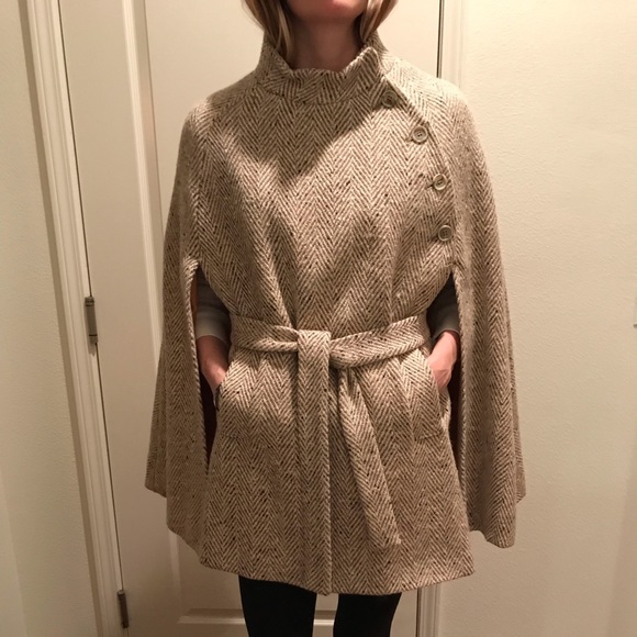 Vintage Jackets & Blazers - Vintage tweed cape with buttons and slit pockets